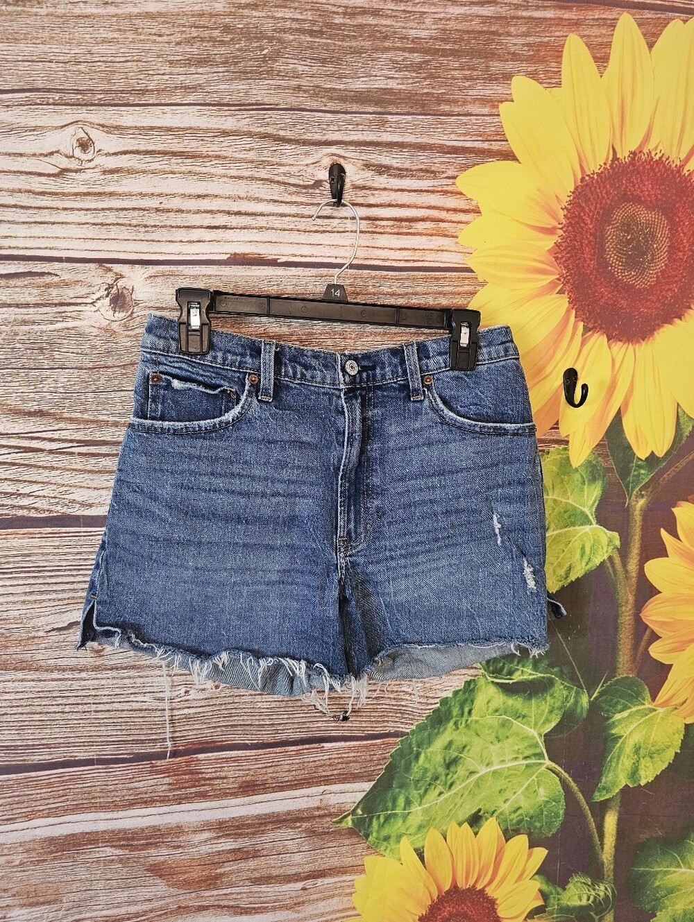 Classic Distressed Denim Shorts - Blue